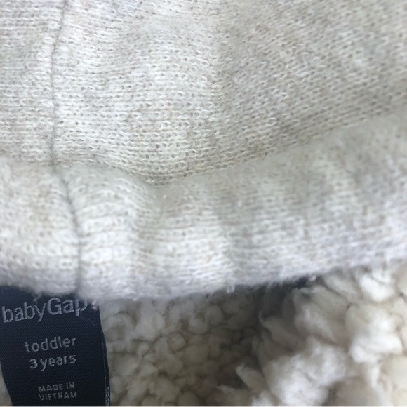 GAP Pullover Hoodie Sherpa Lined Tan Gray 3T - Picture 4 of 6